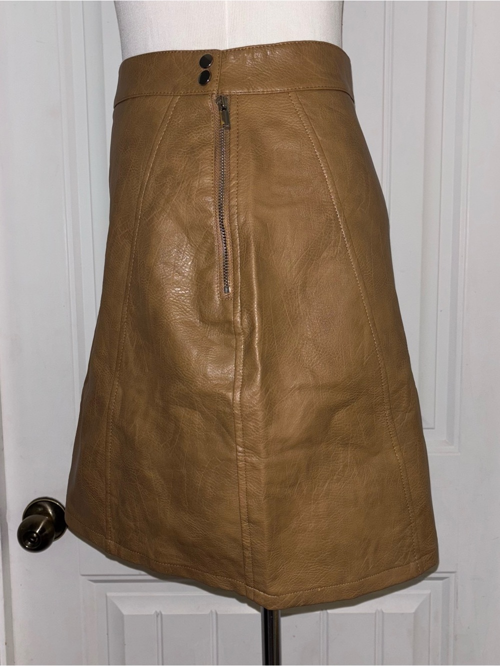 🥃🍂🤎 Zara Basic Collection Mocha Faux Leather A-Line Skirt - NWOT 🤎🍂🥃